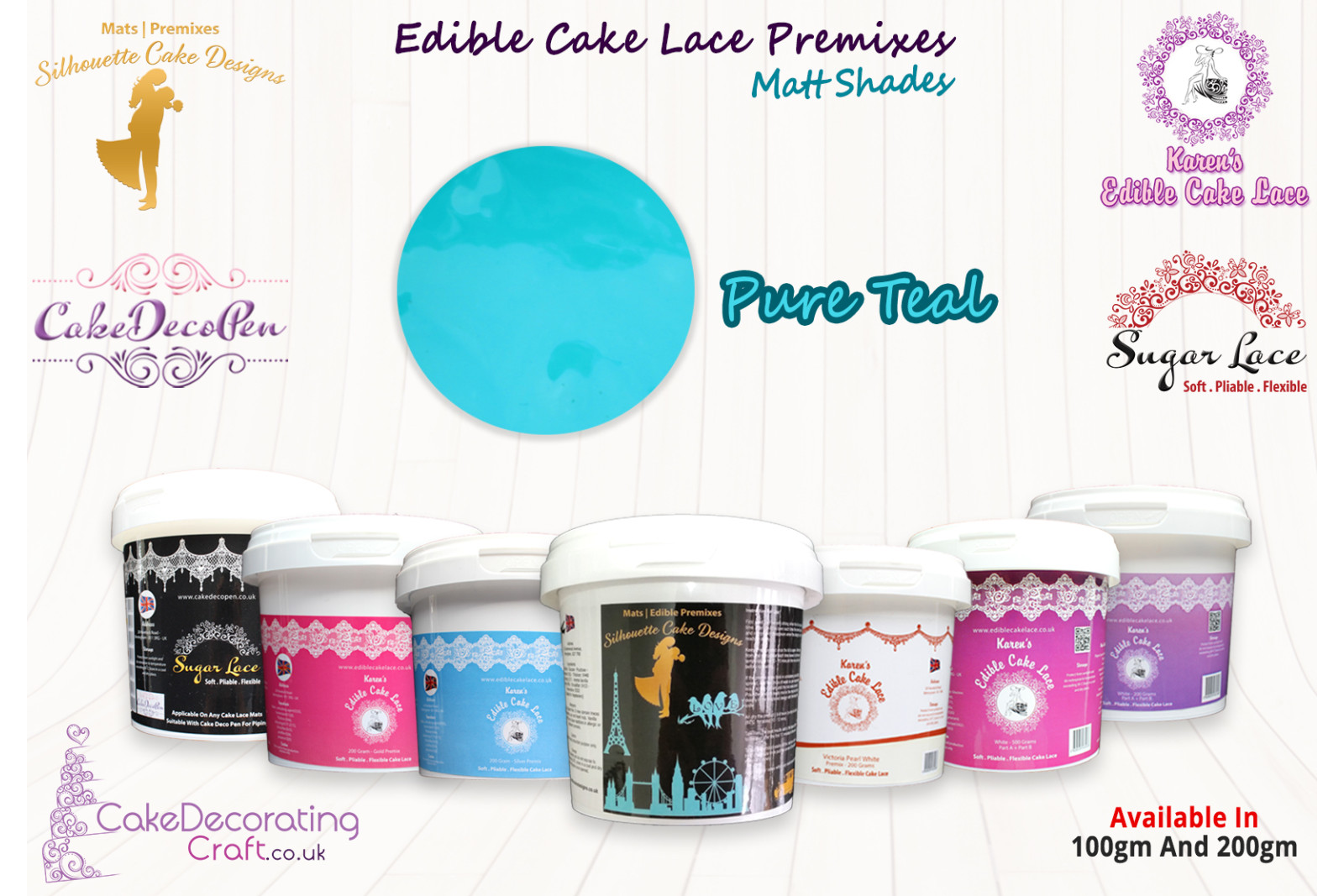 Pure Teal | Edible Cake Lace Premixes | Matt Shade | 200 Grams